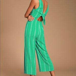 Lulu's Green Striped Jumpsuit
